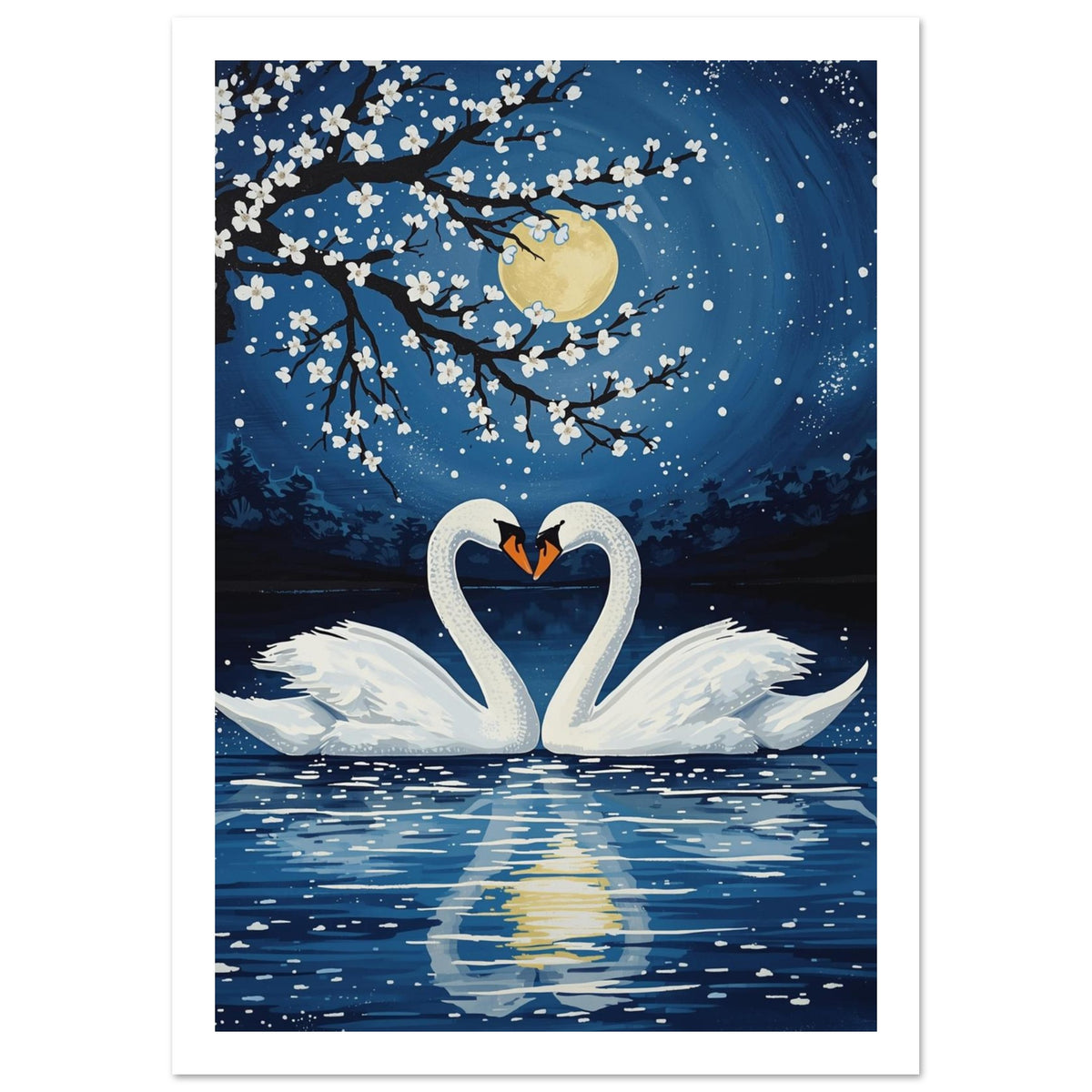 Swan Portrait Art Print – White Border