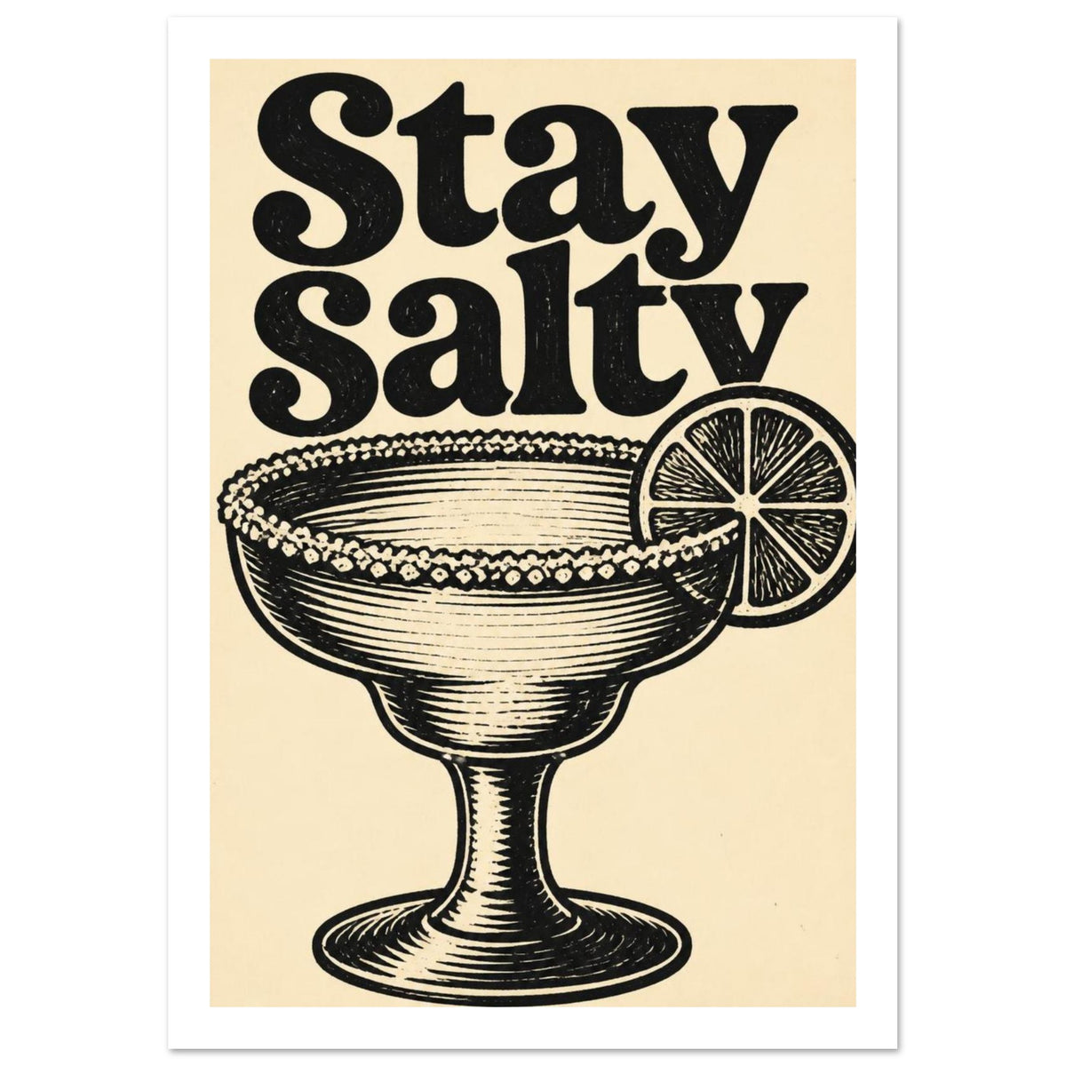 Stay Salty Retro Cocktail Poster – White Border