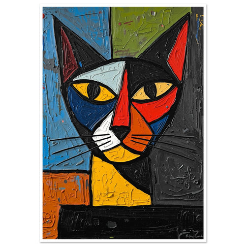 cat art print for the living room, soft painterly artwork on matte paper