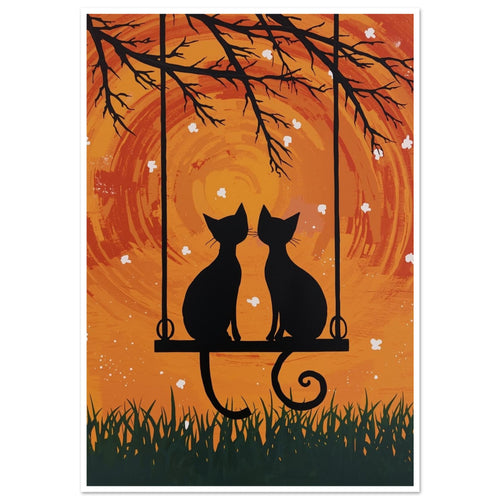 cat art print for the living room, soft painterly artwork on matte paper