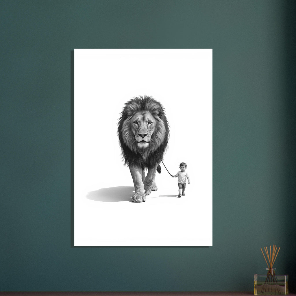 lion art print for the living room, soft painterly artwork on matte paper