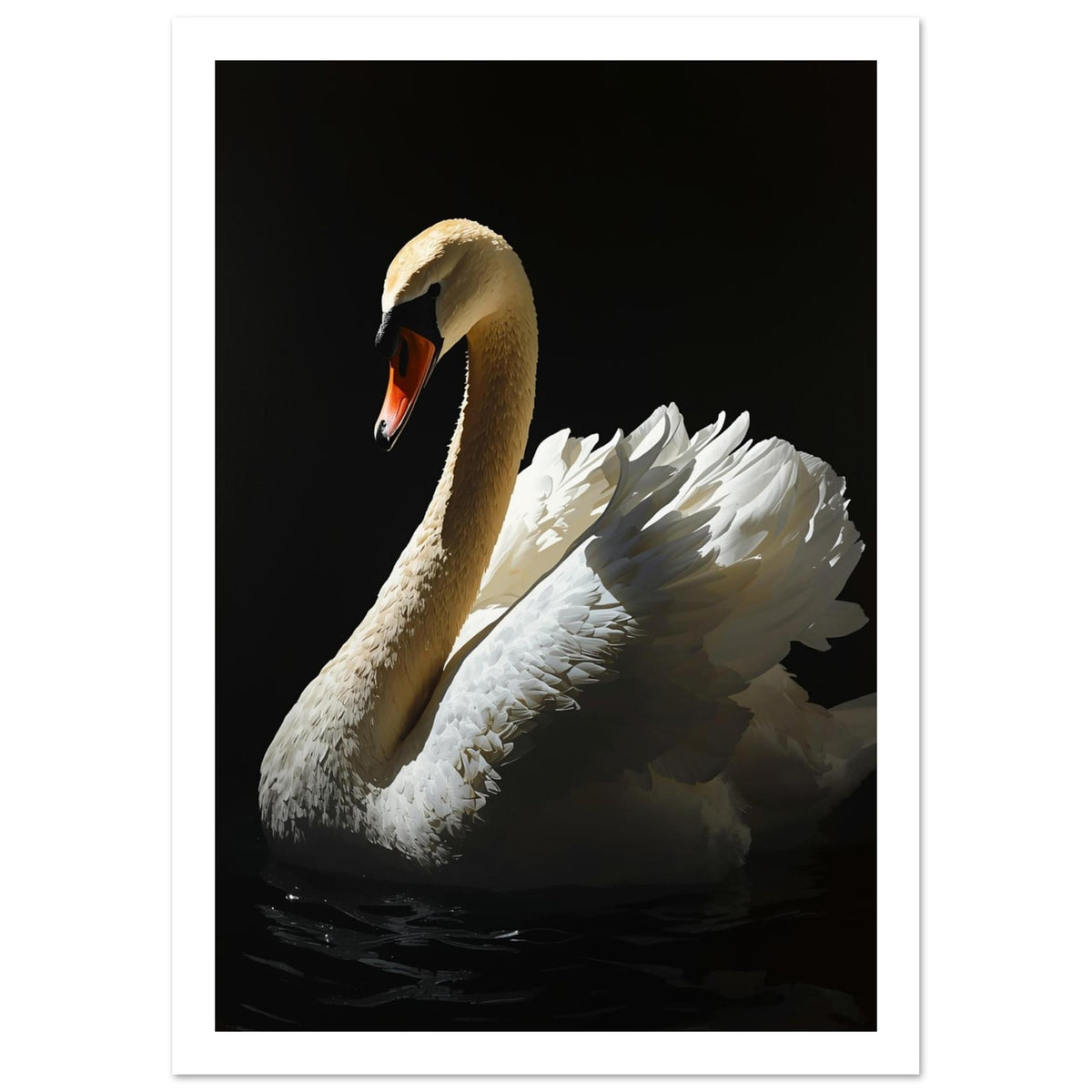 swan art print for the bedroom, soft painterly artwork on matte paper