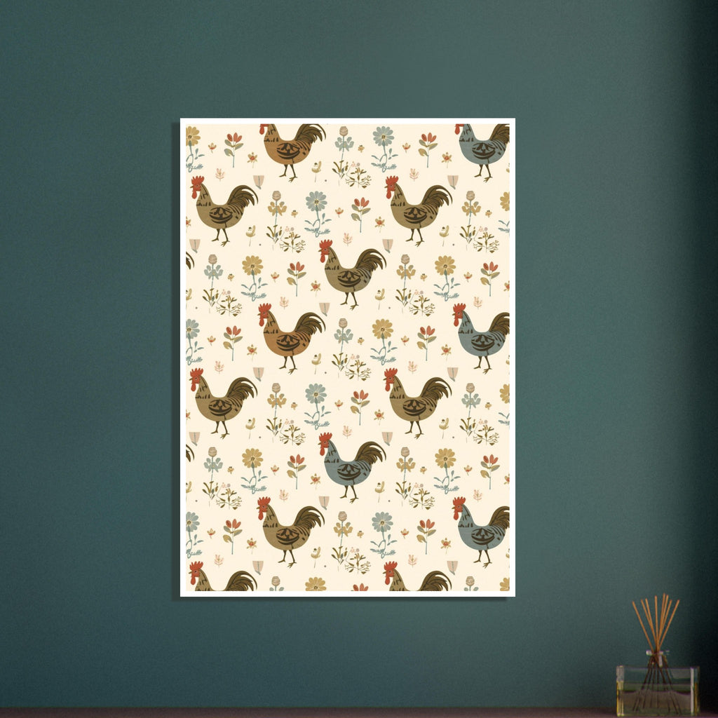 rooster art print for the kitchen, soft painterly artwork on matte paper