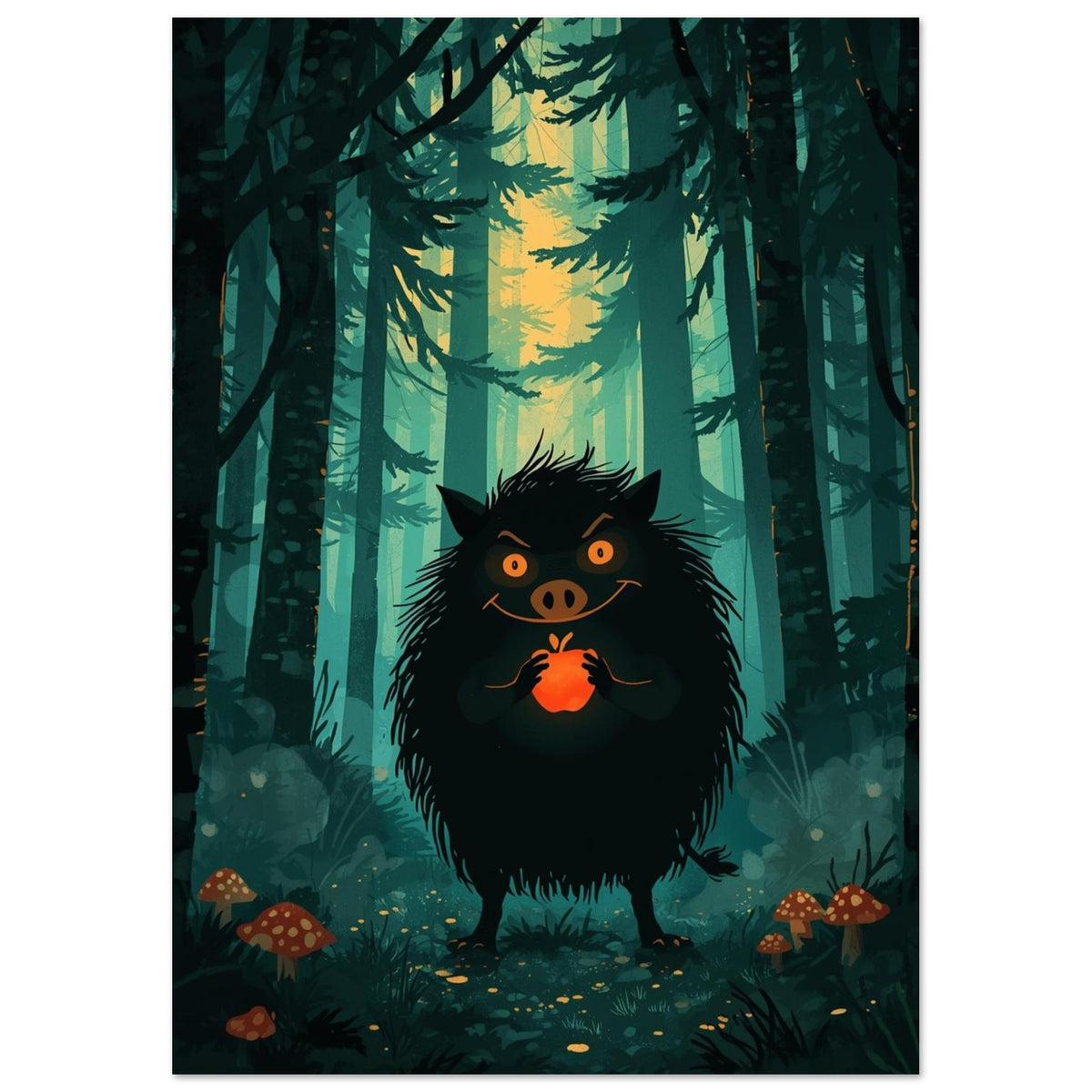 pig art print for the kitchen, soft painterly artwork on matte paper