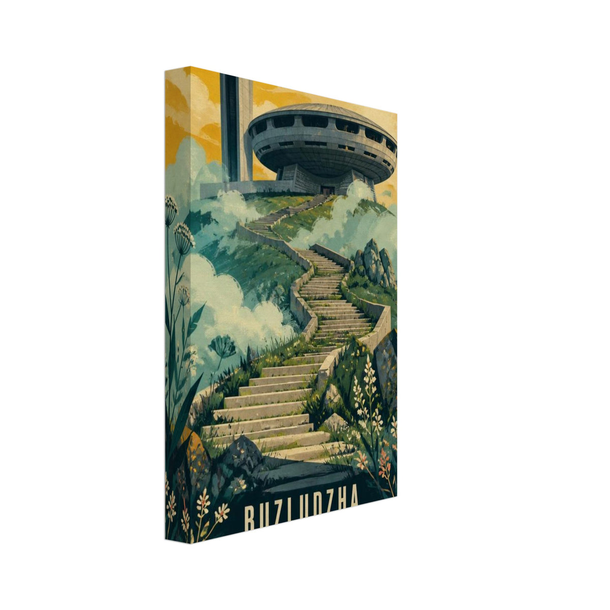 Buzludzha Bulgaria Retro Travel Poster – Canvas