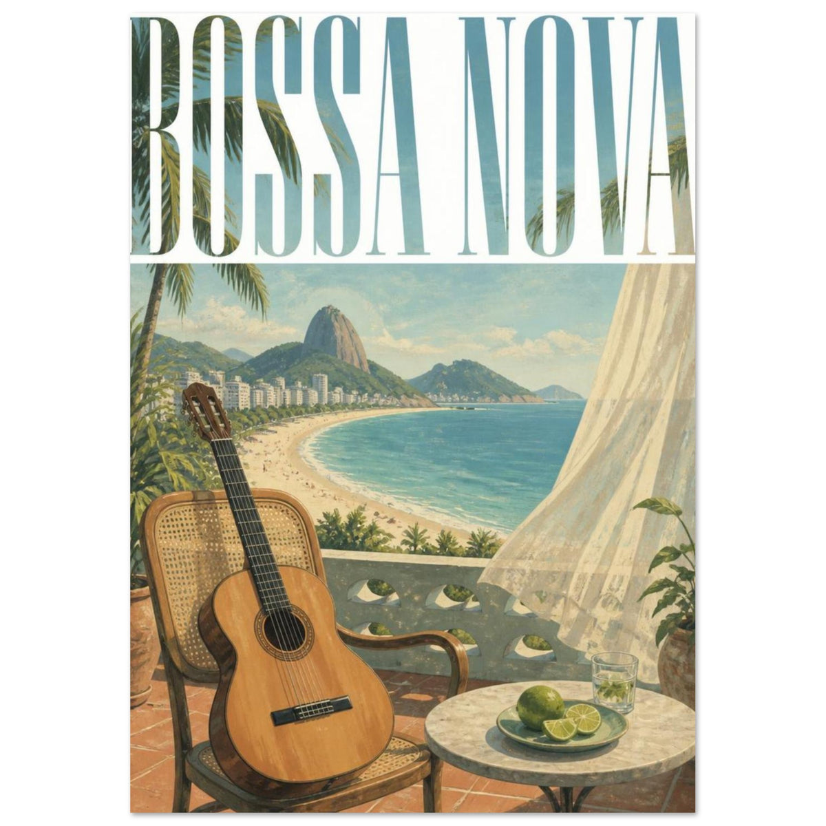 Bossa Nova Coastal Retro Poster