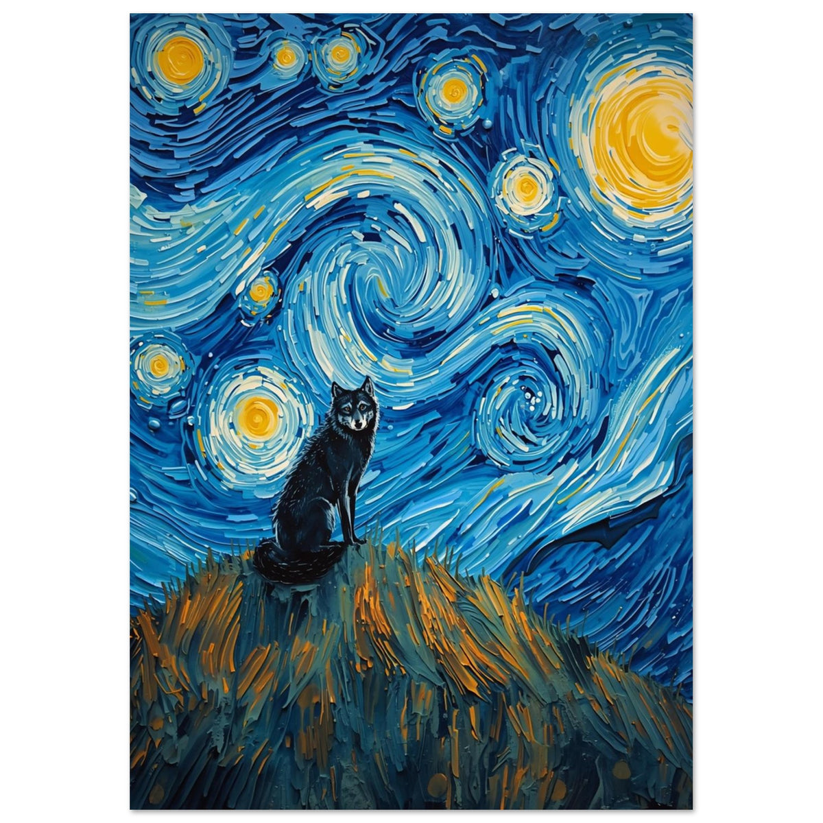 wolf art print for the living room, soft painterly artwork on matte paper