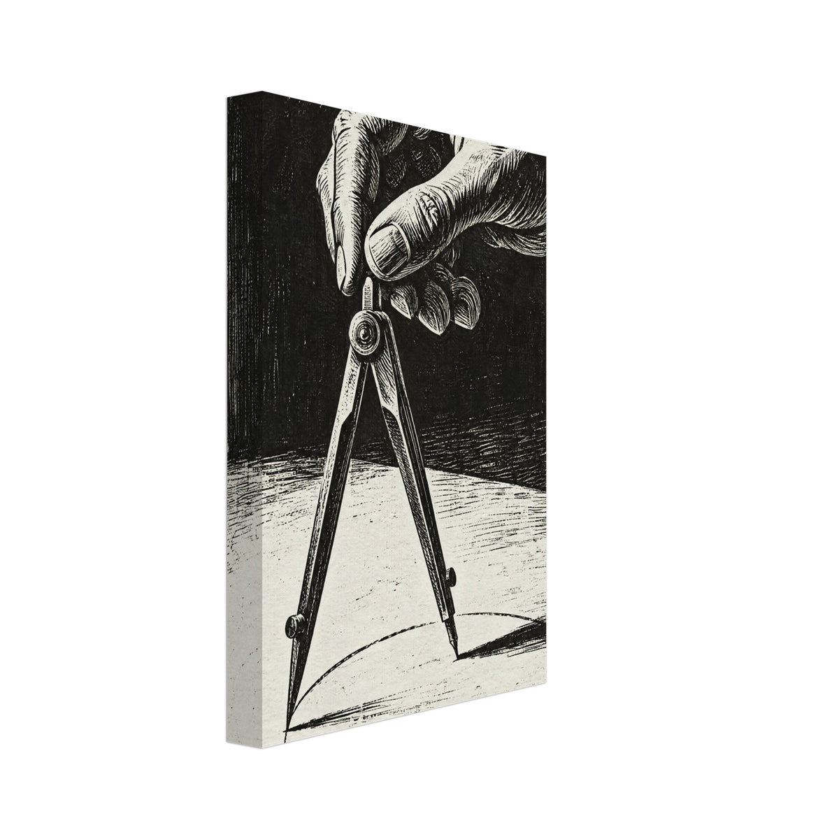 Hand And Drawing Compass Vintage Art Print – Canvas