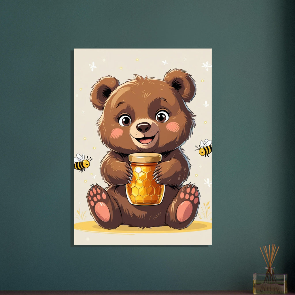 bear art print for the living room, soft painterly artwork on matte paper