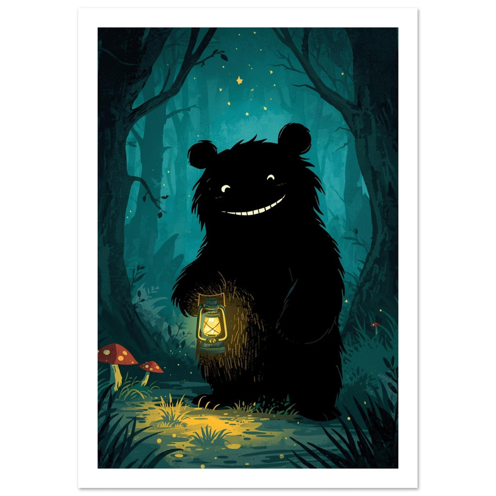 bear art print for the living room, soft painterly artwork on matte paper