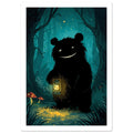 bear art print for the living room, soft painterly artwork on matte paper