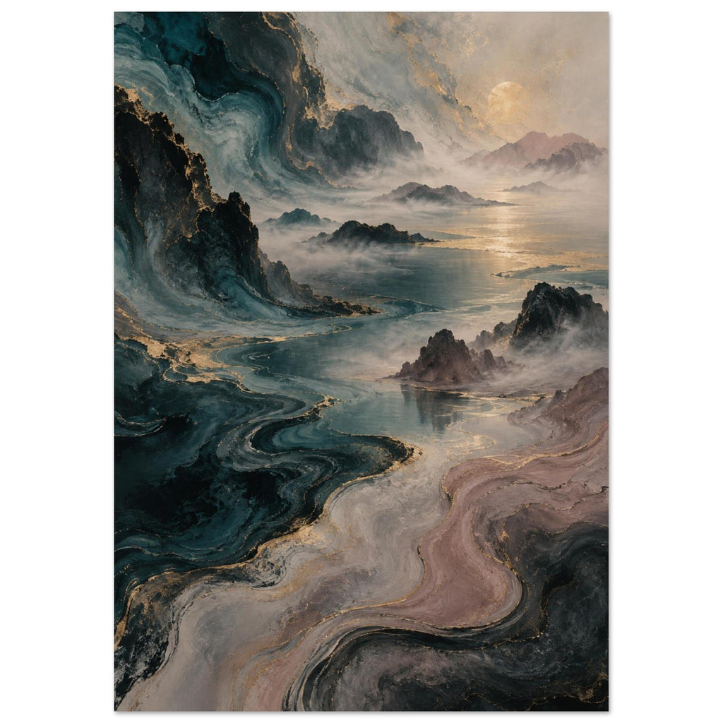 original abstract composition art print for the living room, soft painterly artwork on matte paper