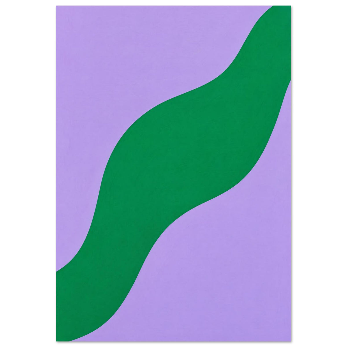 Broad green wave curving diagonally from bottom left to top right across a lilac background with subtle texture.