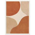 Abstract burnt orange and beige curved shapes on a cream background, with mottled texture and a narrow cream border.