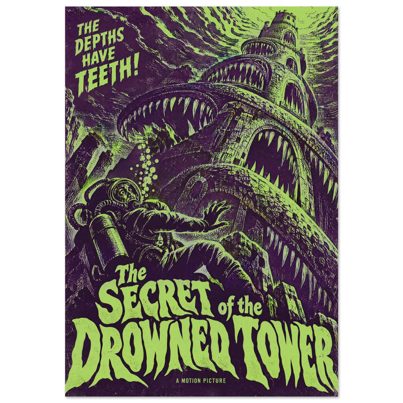 Drowned Tower Retro Horror Poster