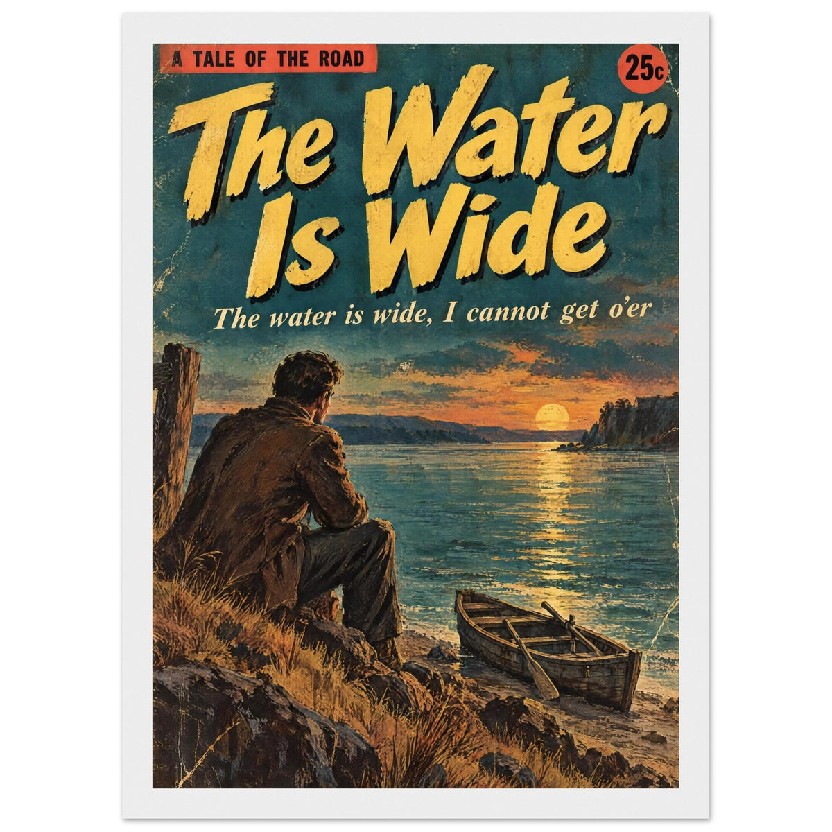 The Water Is Wide Retro Art Print – Framed