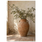 Olive Branches Terracotta Vase Art Print