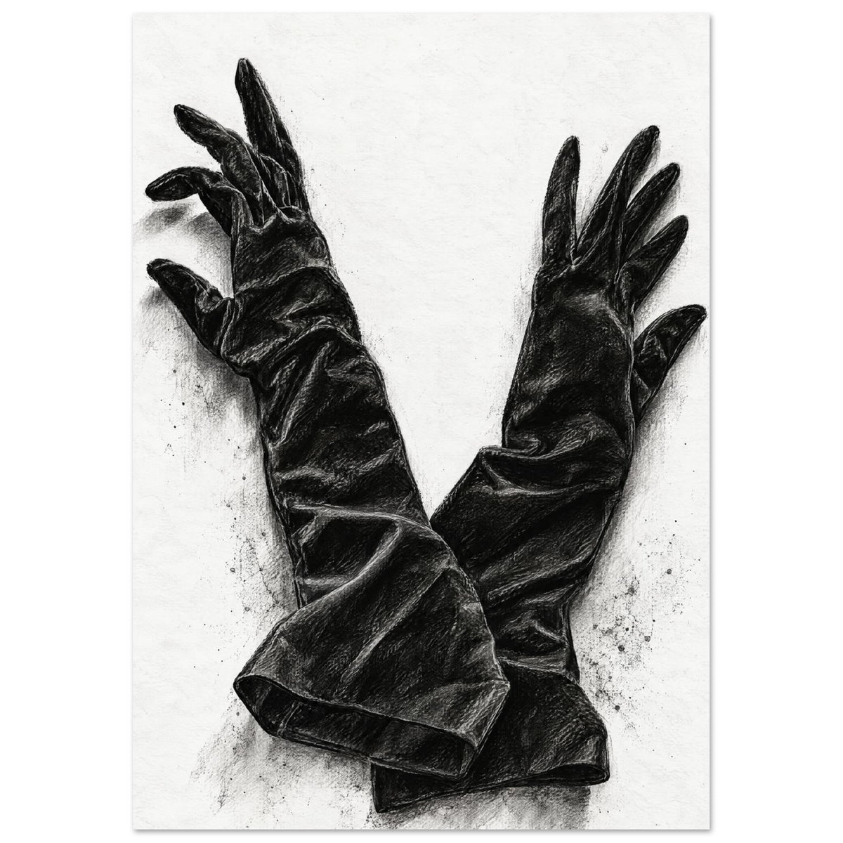 Long Black Gloves Charcoal Art Print