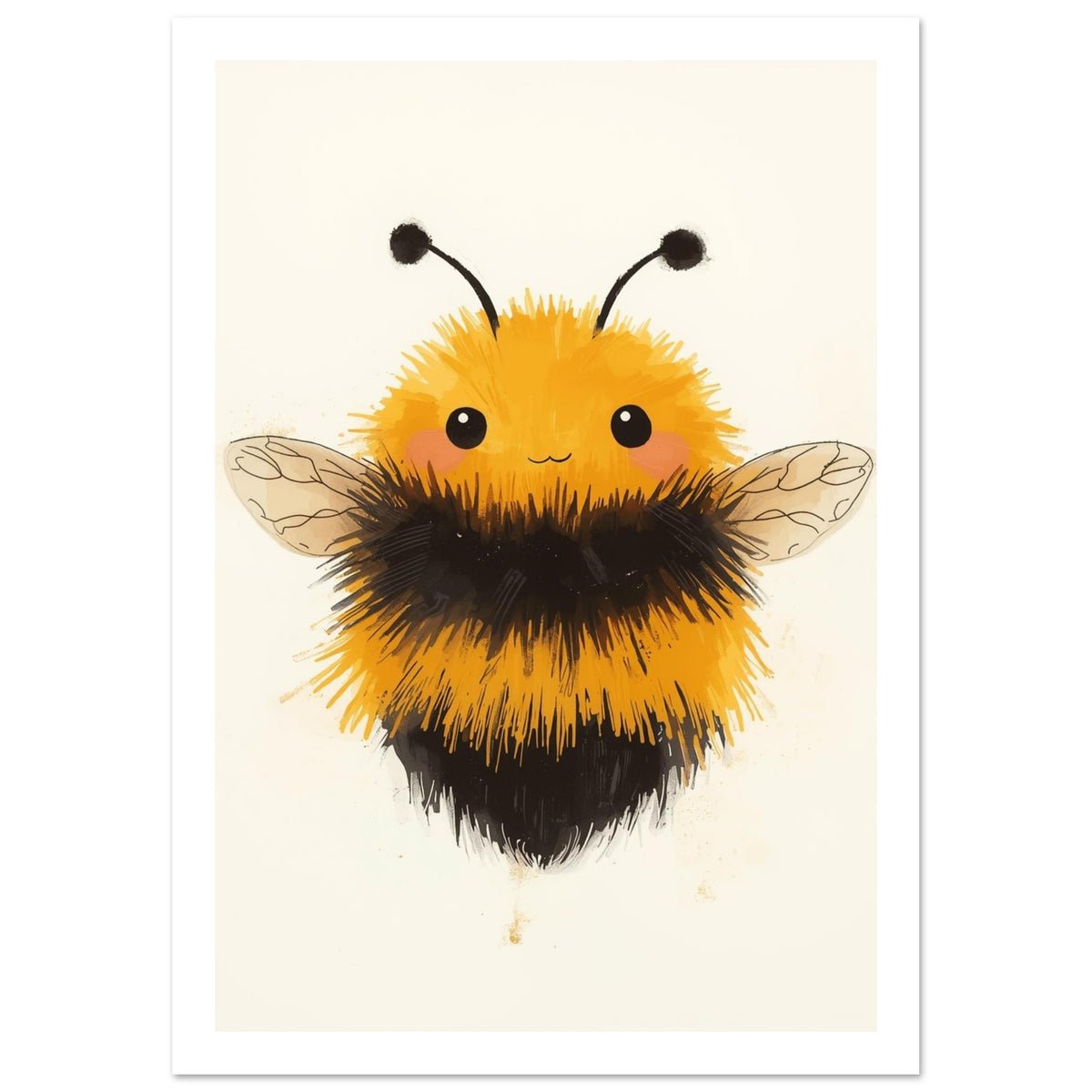 honey bee art print for the kitchen, soft painterly artwork on matte paper