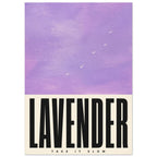 Textured lilac field with small cream brush marks above bold black LAVENDER lettering and the words TAKE IT SLOW.