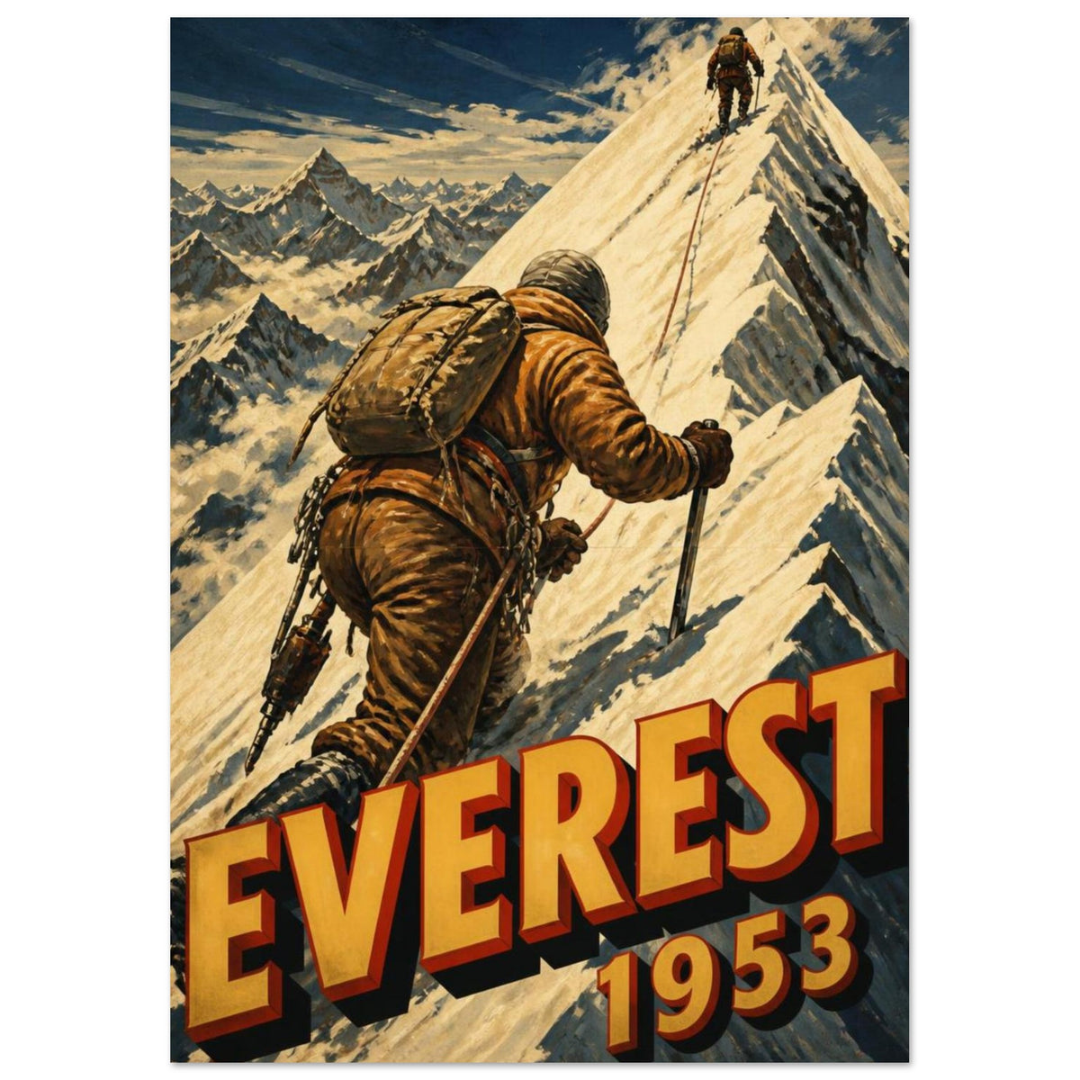 Everest 1953 Vintage Mountaineering Poster