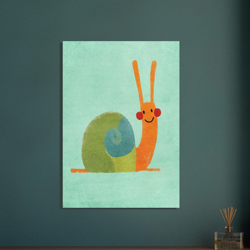 snail art print for the kitchen, soft painterly artwork on matte paper