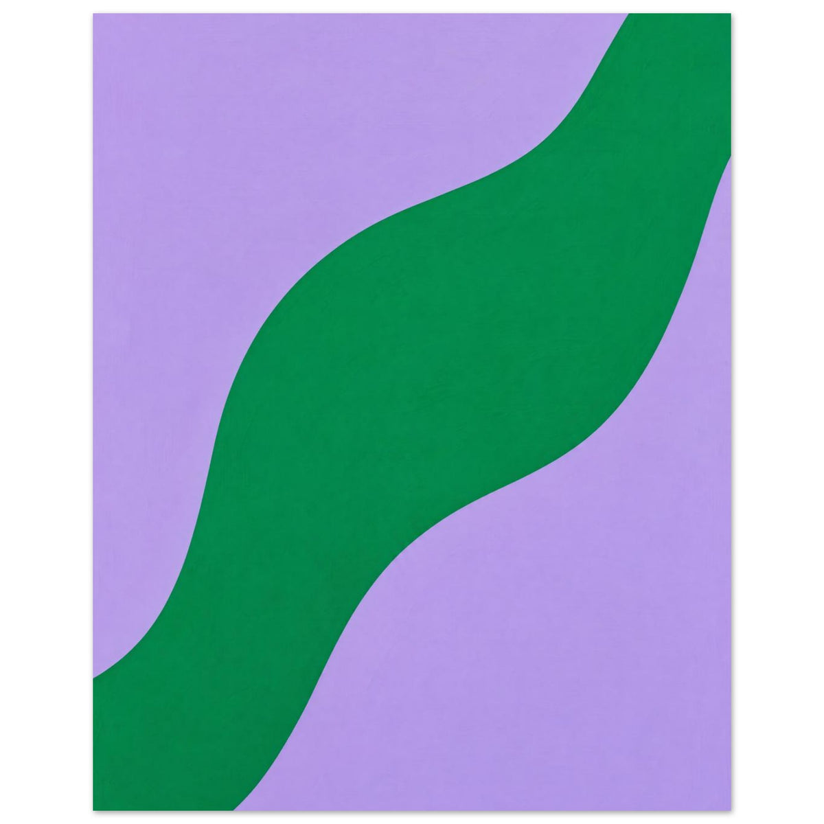 Broad green wave curving diagonally from bottom left to top right across a lilac background with subtle texture.