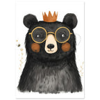 Crowned Bear With Glasses Nursery Poster