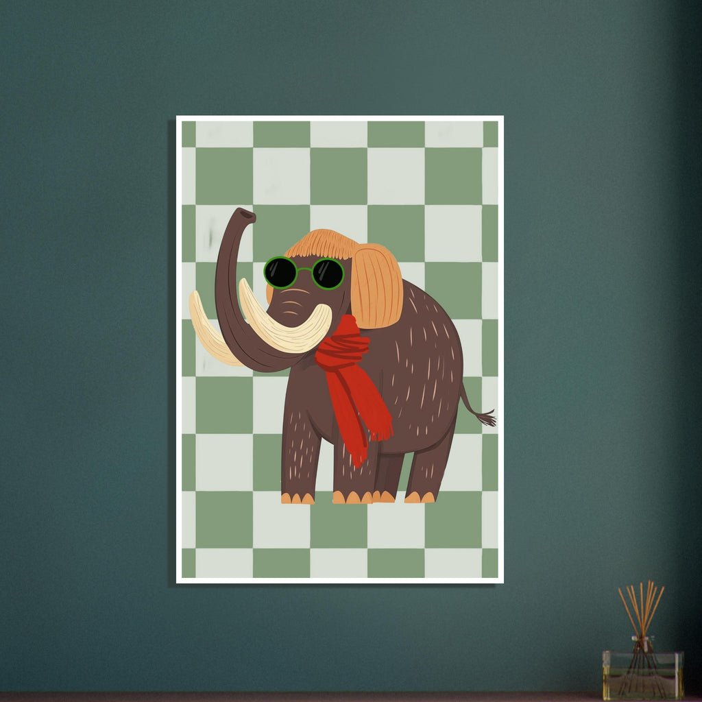woolly mammoth art print for the nursery, soft painterly artwork on matte paper