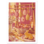 Decorated Easter Eggs Folk Art Print – White Border
