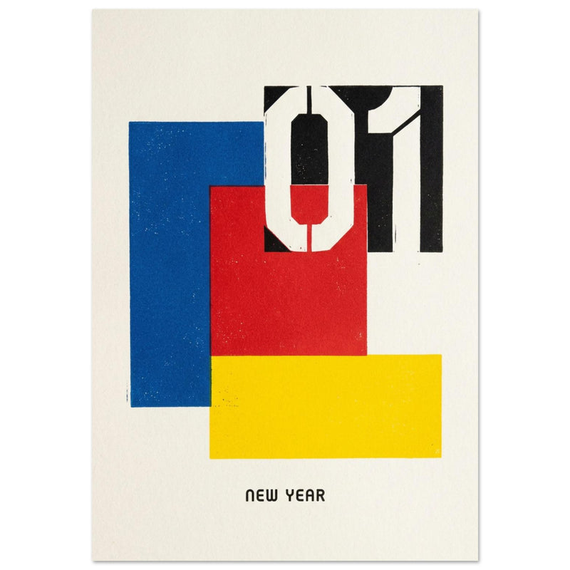 New Year Geometric Colour Block Poster