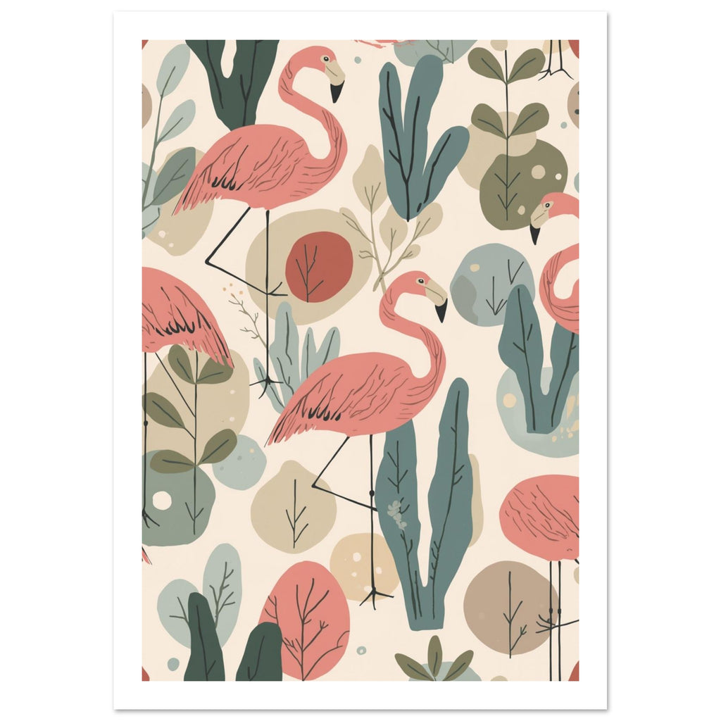 flamingo art print for the bedroom, soft painterly artwork on matte paper