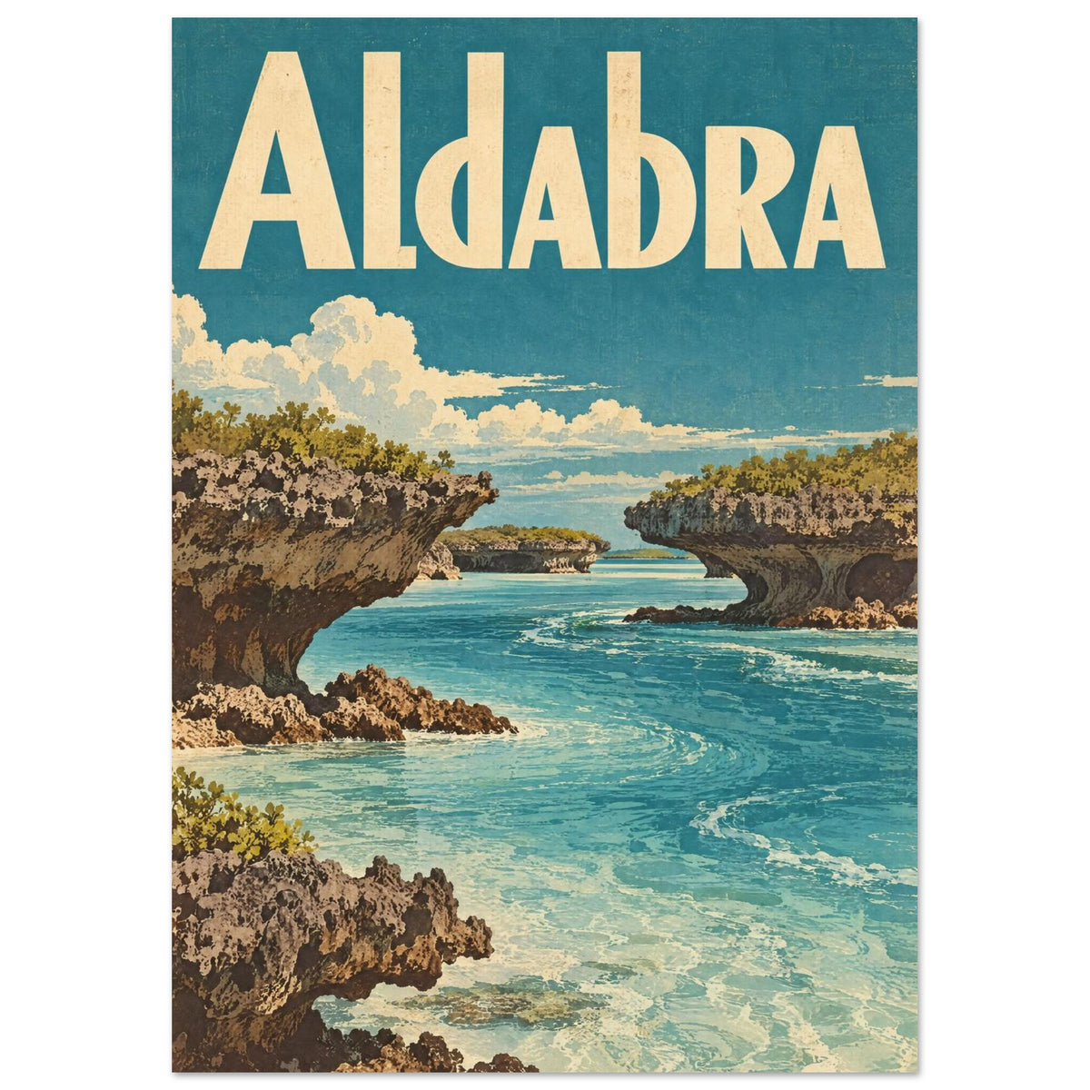 Aldabra Coastal Vintage Travel Poster