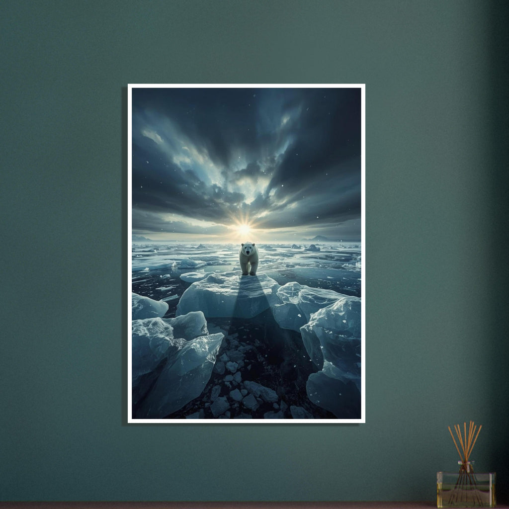 polar bear art print for the living room, soft painterly artwork on matte paper