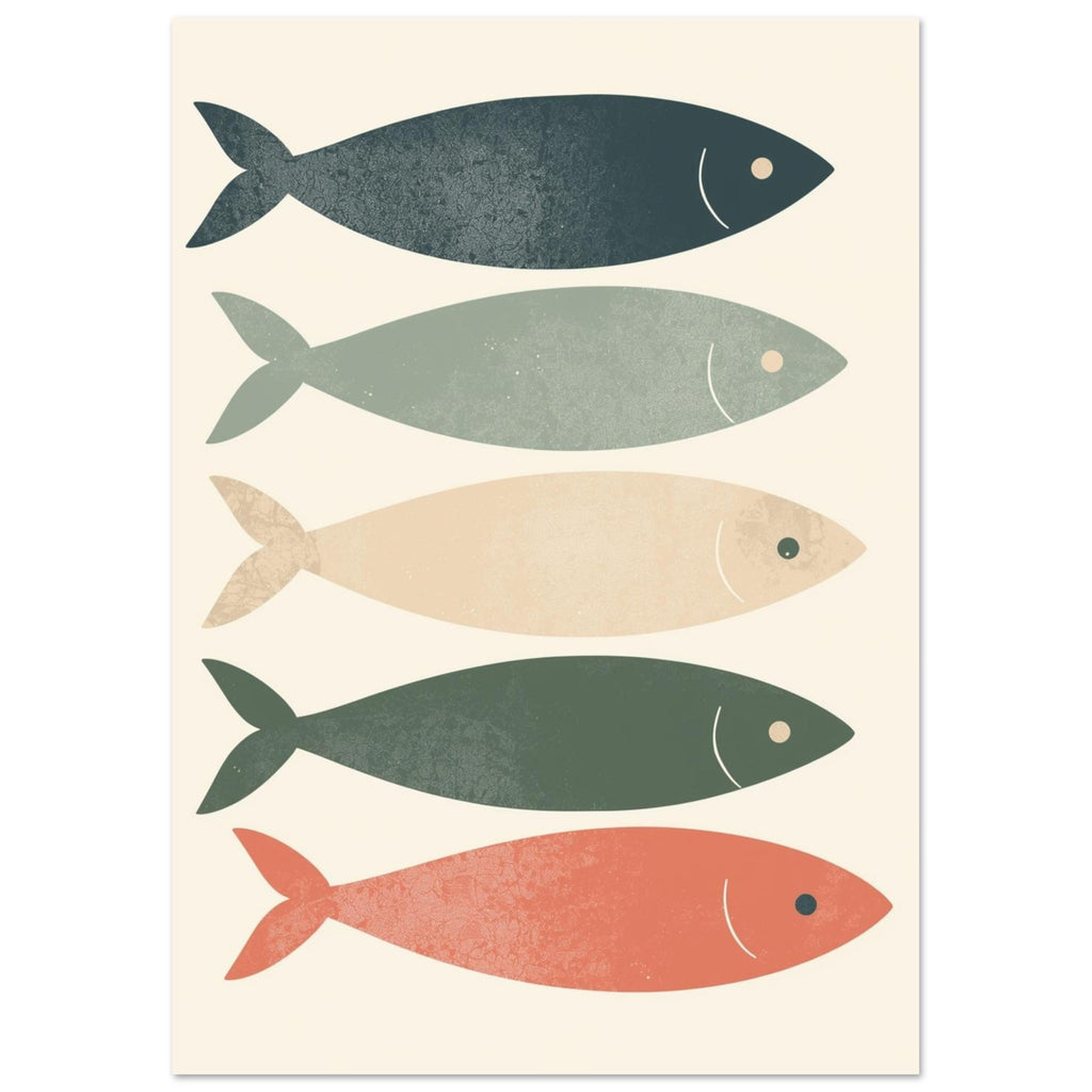 deep sea fish art print for the bathroom, soft painterly artwork on matte paper
