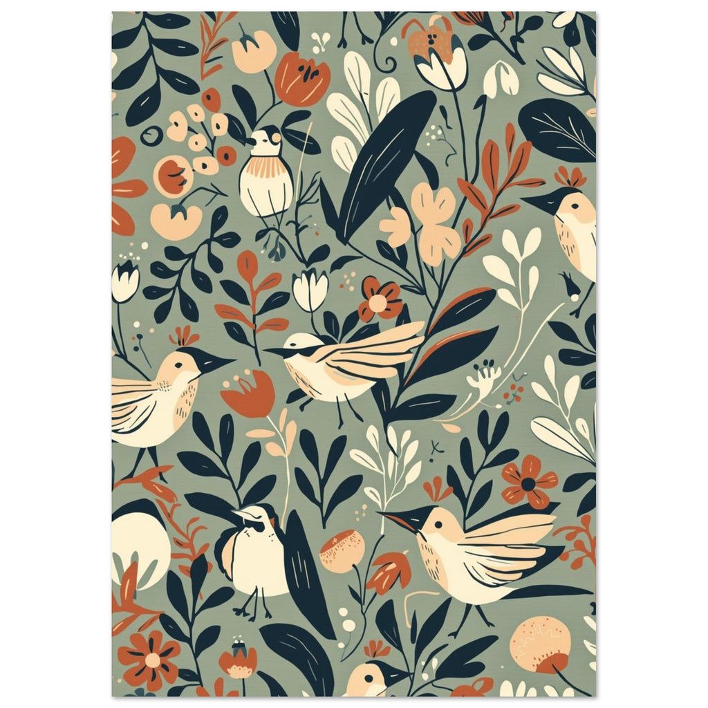small garden bird art print for the kitchen, soft painterly artwork on matte paper