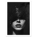 Obscured Face Black And White Art Print – White Border