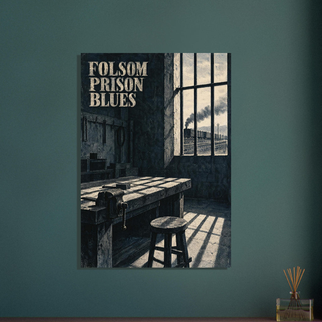 Folsom Prison Blues Vintage – illustration wall art print by Printavelle – close-up