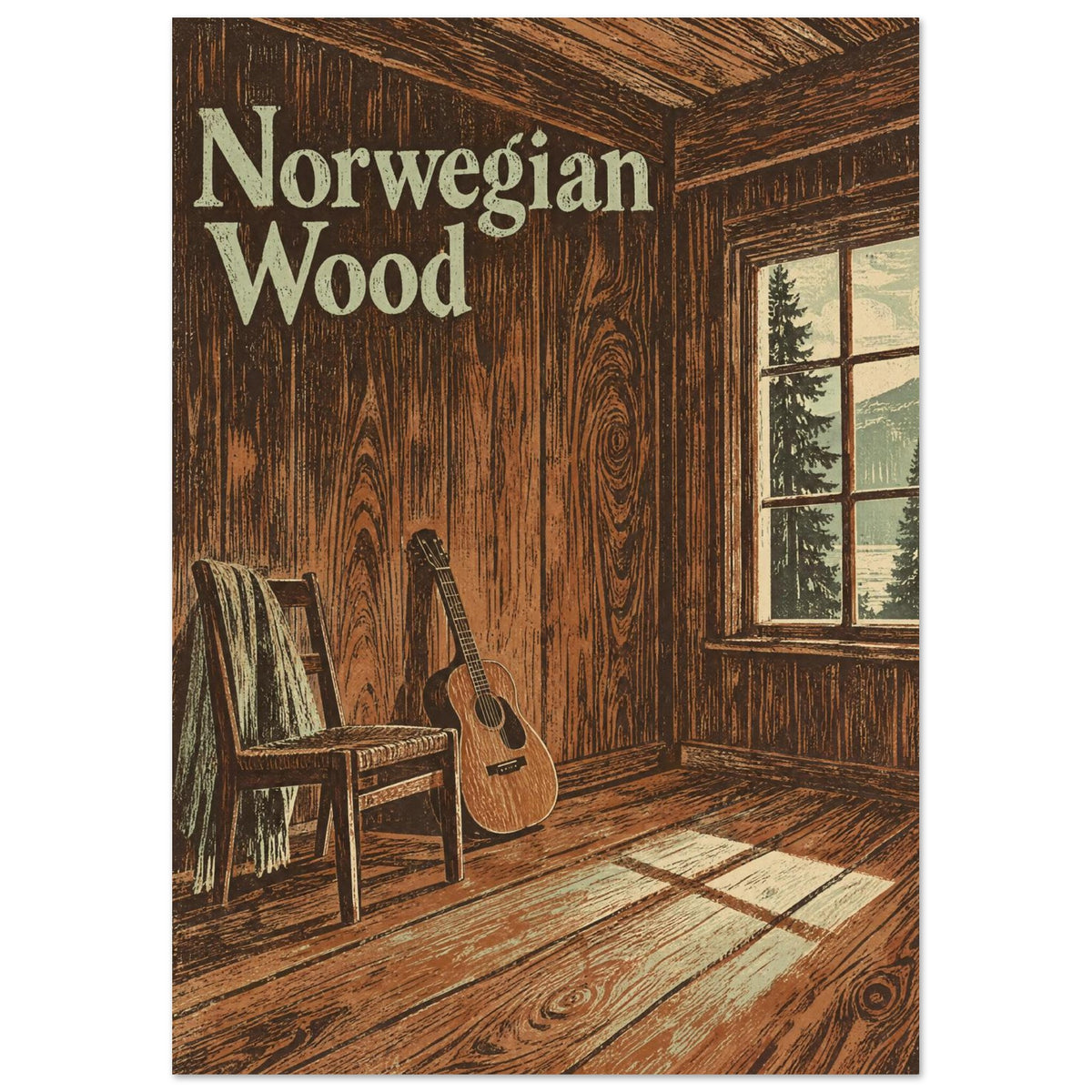 Norwegian Wood Vintage Guitar Poster