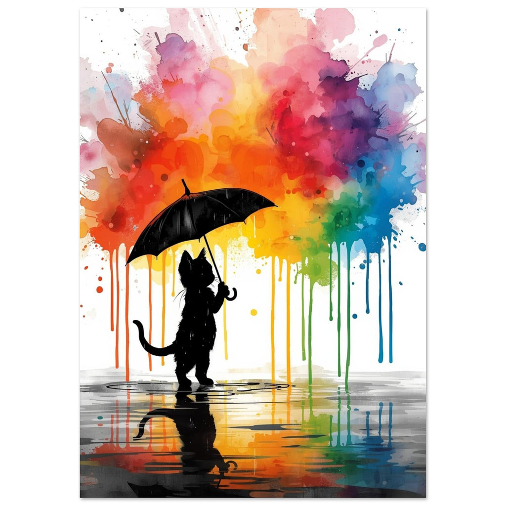 cat art print for the living room, soft painterly artwork on matte paper