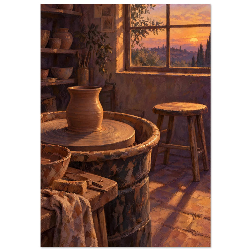 Sunset Pottery Studio Art Print