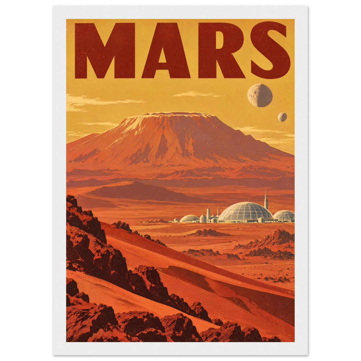 Mars Retro Space Travel Poster – Framed