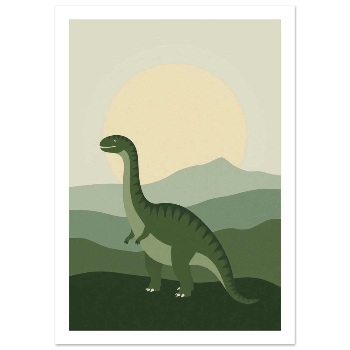 dinosaur art print for the nursery, soft painterly artwork on matte paper