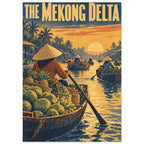 Mekong Delta Floating Market Retro Poster