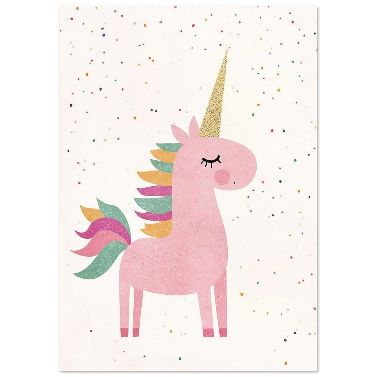 unicorn art print for the nursery, soft painterly artwork on matte paper