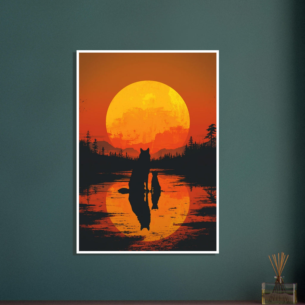 wolf art print for the living room, soft painterly artwork on matte paper