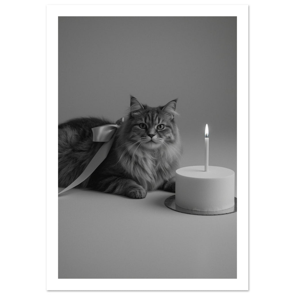 cat art print for the living room, soft painterly artwork on matte paper