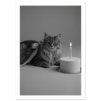 cat art print for the living room, soft painterly artwork on matte paper