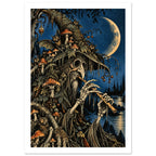 Skeletal Forest Musician Fantasy Art Print – White Border