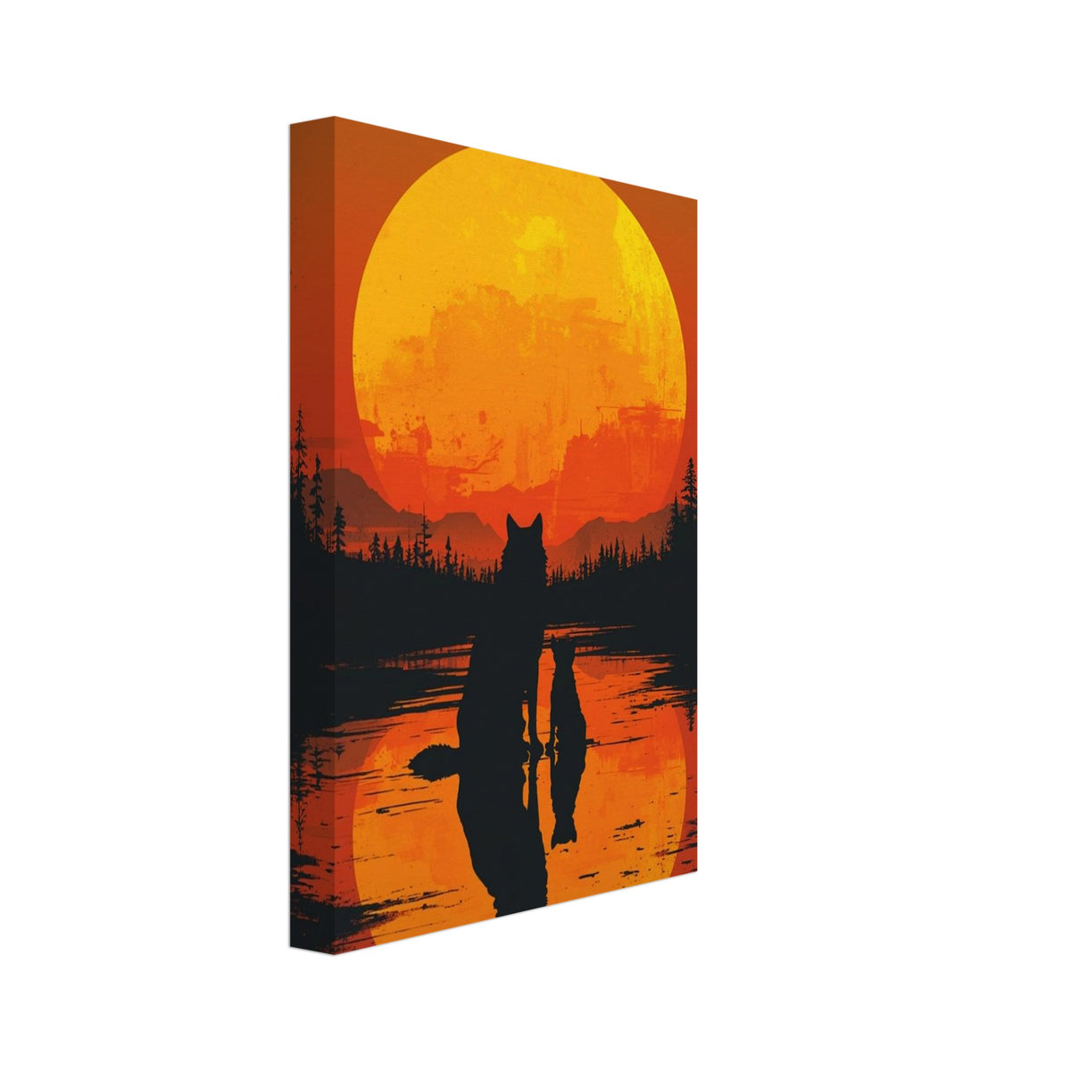 wolf art print for the living room, soft painterly artwork on matte paper